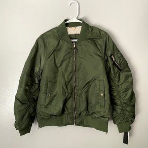 Steve Madden Fur-lined Army Green Bomber Jacket